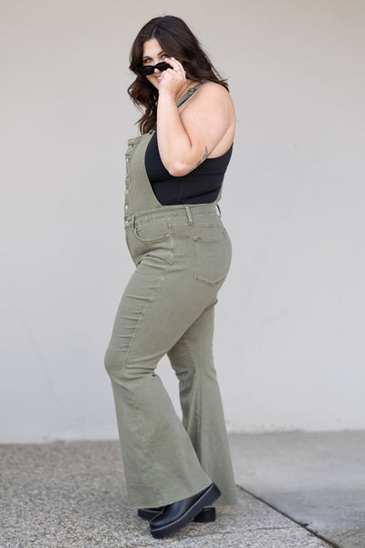 Judy Blue Full Size Kelsey Flare Tummy Control Overalls Trendsi