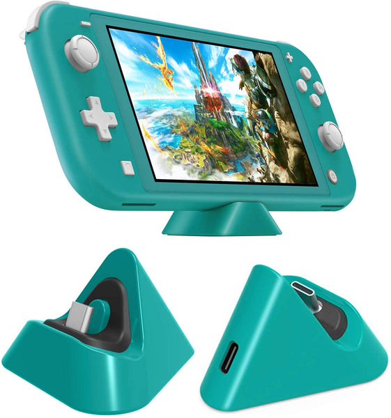 Universal Gaming Machine Portable Triangle Shaped Type-C Charging Base for Switch/Lite Cyan ZopiStyle