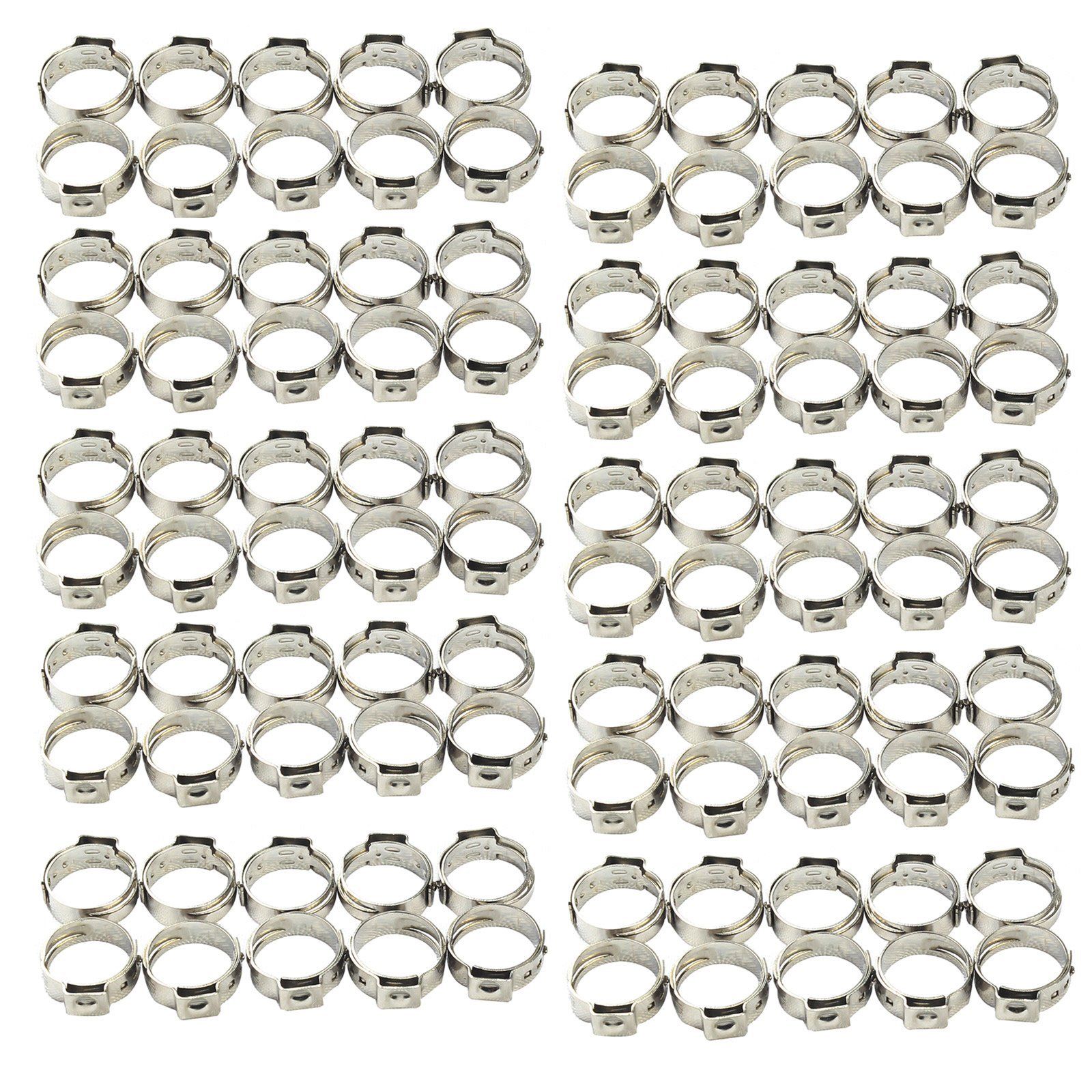 100 Pieces / Bag Stainless Steel 1/2 PEX Clamp Ring Crimping Ring Accessories Silver ZopiStyle
