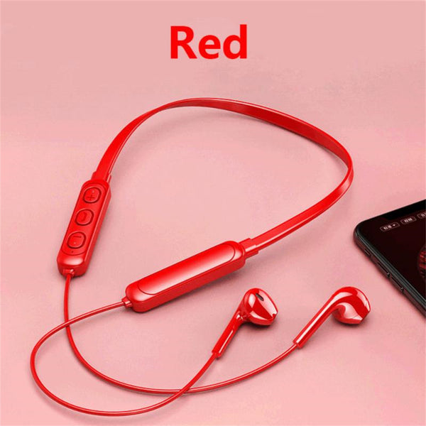B7 Bluetooth-compatible Earphone Wireless  Headset Hanging Neck Stereo Noise Reduction Universal 5.0 Sports Halter Earbuds With Mic Red ZopiStyle