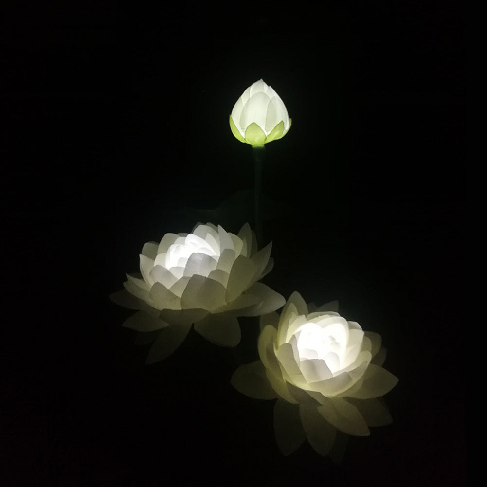 LED Waterproof Solar Power Lamp Lotus Flower Shape Lawn Lamps Night Light for Outdoor Garden Yard Decor 3 lotus white ZopiStyle