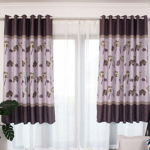 100*200cm Blackout Curtain Leaf Print Perforated Drapes for Home Bedroom Balcony Decoration purple_100*200cm (W*H) ZopiStyle
