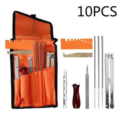10pcs/set Chain  Saw    Sharpening  Set Sharpen Files Tool Kit With Storage Bag 10-piece set ZopiStyle