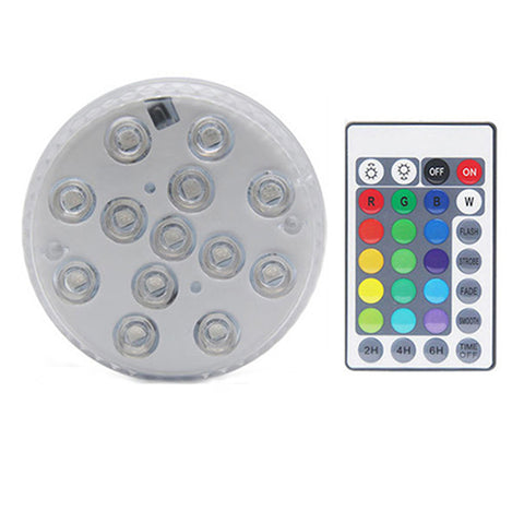 13LEDs Submersible Light Remote Controlled RGB Underwater Night Lamp with Suction Cup 7CM diameter_1 with 1/infrared remote control ZopiStyle
