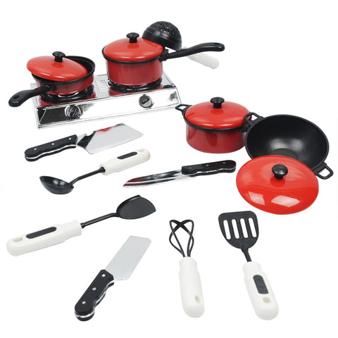 13pcs/set Children Play House Game Props Simulation Kitchen Utensils Children's Educational Toys Cooking Toys Kitchen Toys red ZopiStyle