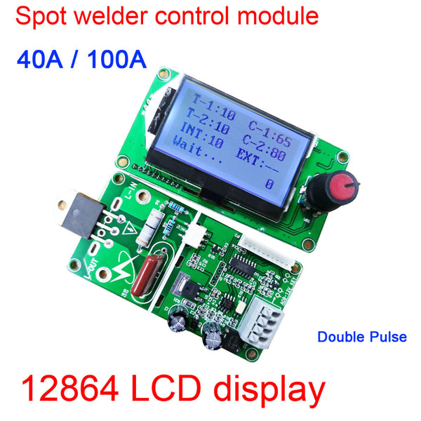 100A / 40A Lcd Display Digital Double Pulse Encoder Spot Welder Welding Machine Transformer Controller Board Time Control 100A ZopiStyle