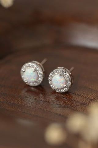 Opal 4-Prong Round Stud Earrings Trendsi