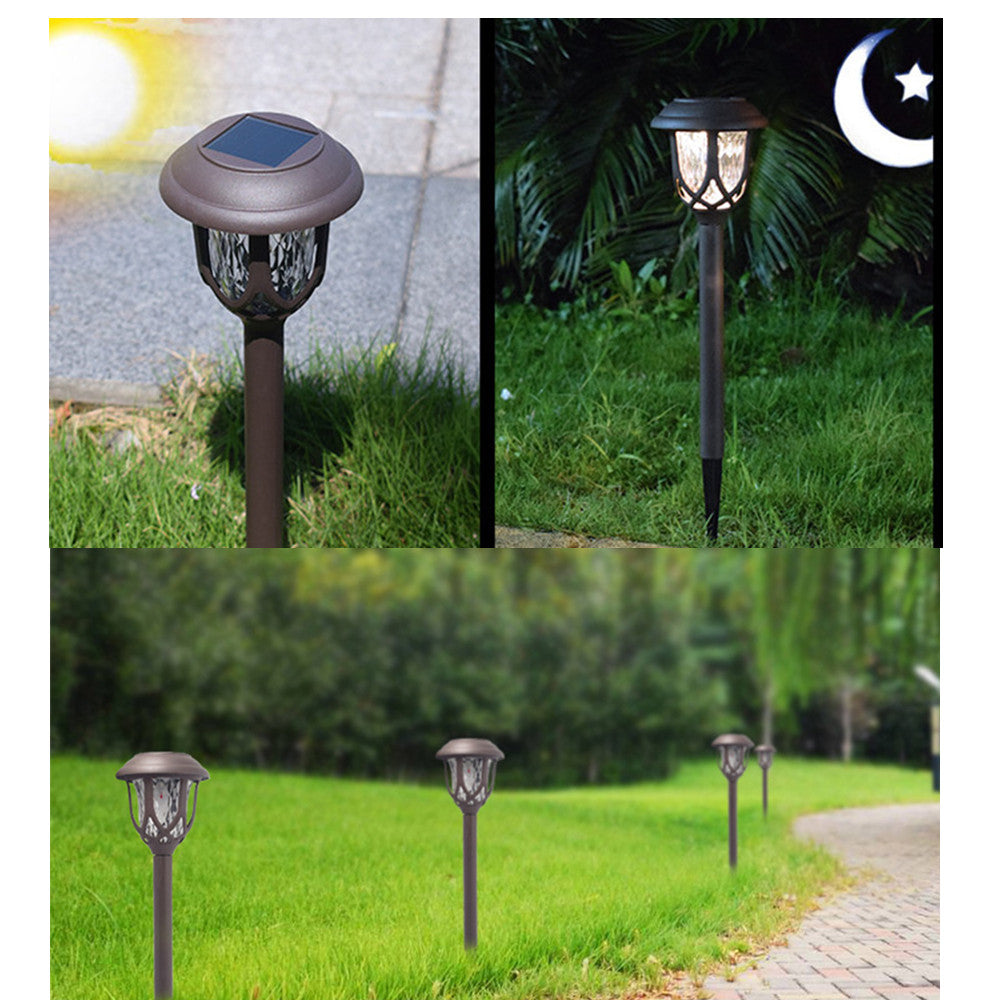 10Pcs LED Light Solar Powered Outdoor Waterproof Coffee Color Lawn Lamp Courtyard Decor warm light ZopiStyle