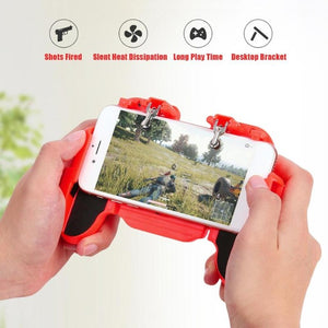 H5 Portable PUBG Mobile Phone Game Controller Joystick Cooling Fan Gamepad for IOS Android Blue red ZopiStyle