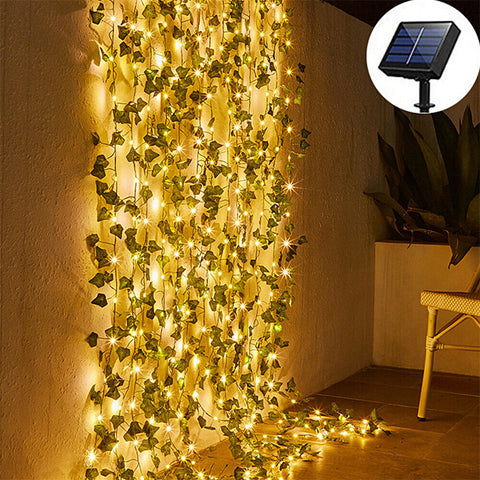 10m 100 Led Solar Powered Ivy Vine Fairy Tale Light  String, Ip55 Waterproof Automatic On/ Off Garden Outdoor Decoration Wall Lamp 10m 100 lights solar light ZopiStyle