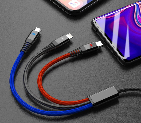 3 in 1 Multiple USB Fast Charging Cord Type C/Micro USB Connector for iPhone 7Plus/Galaxy S8 More ZopiStyle