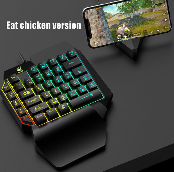 One-Handed Keyboard Left-Hand Gaming Keyboard 39-Key Full Key USB Interface Support for Backlight  Eat chicken key hat version ZopiStyle
