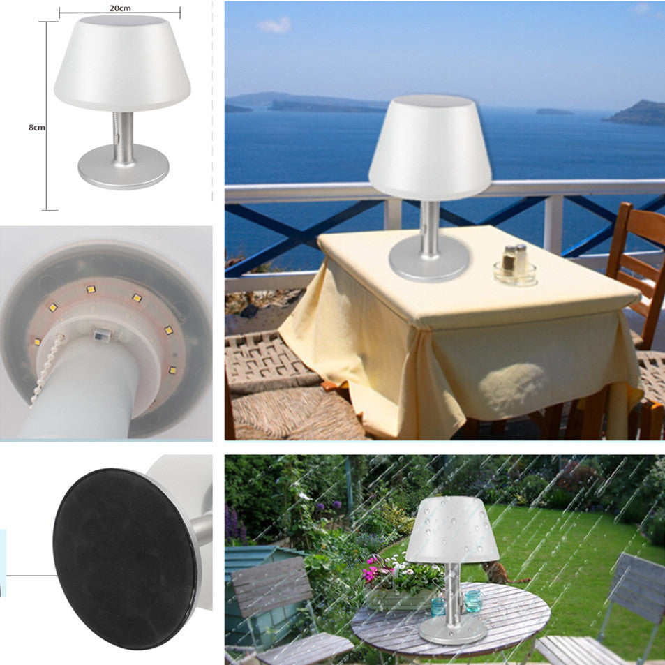 LED Waterproof Stainless Steel Solar Powered Table Lamp Basic Desk Lamp for Bedroom Outdoor  white light ZopiStyle