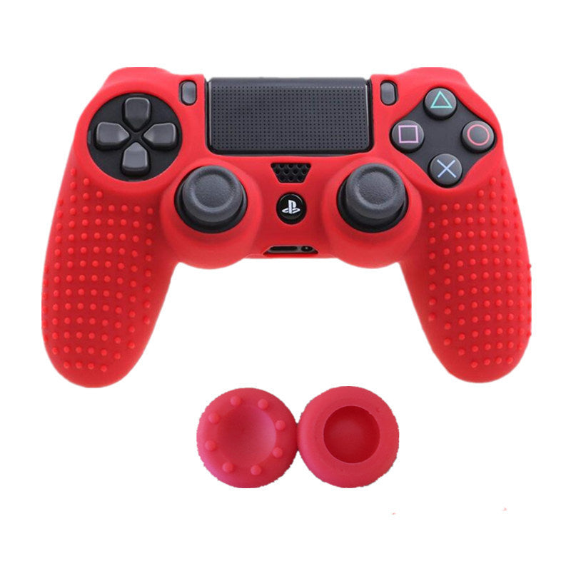 Soft Silicone Rubber Skin Case Gel Protective Cover Rocker Cap Set for 4 for PS4 Controller  red ZopiStyle