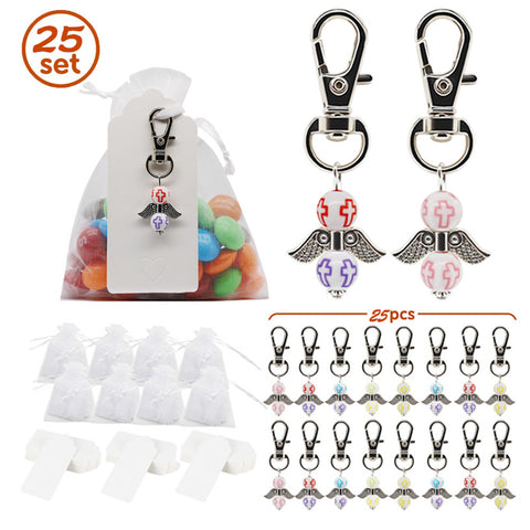 25 Pcs Angel Wings Supplies Birthday Wedding Decoration Gift Keys Chain Color mixing_Set ZopiStyle