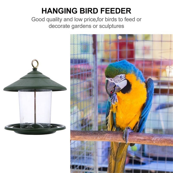 Decorative Hanging Feeder Outdoor  Garden  Decor Bird Food  Container Bird  Food  Holder green_Size: 16.5*16.5*19.5 ZopiStyle