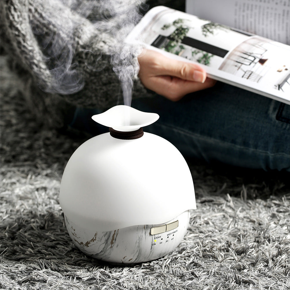 400 ML Wood Grain USB Ultrasonic LED Air Humidifier Essential Oil Aroma Diffuser Marble_ Japanese regulation ZopiStyle