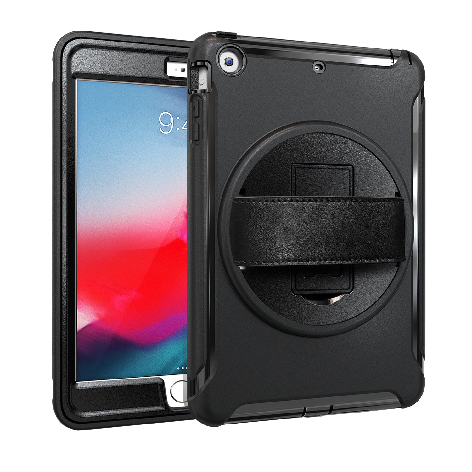 For ipad MINI 1 / 2 / 3 Wrist Handle Tri-proof Shockproof Dustproof Anti-fall Protective Cover with Bracket black ZopiStyle