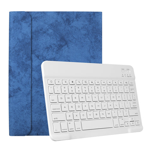 for Apple iPad Pro 11 Inch Wireless Bluetooth Smart Sleep Keyboard Protective Case Blue leather case + white keyboard ZopiStyle