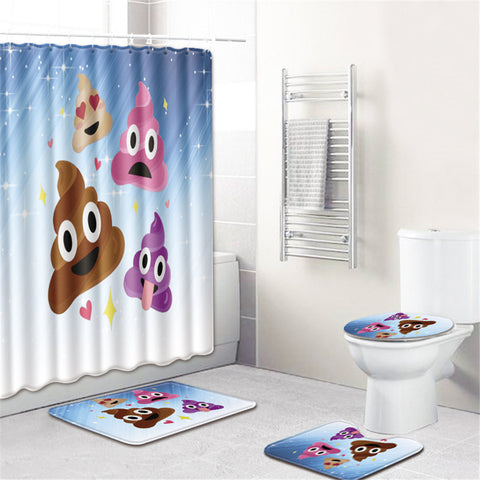 4  Pcs Non-slip Rug Toilet  Lid  Cover Bath  Mat Waterproof Bath  Curtain c601-3_45*75cm ZopiStyle