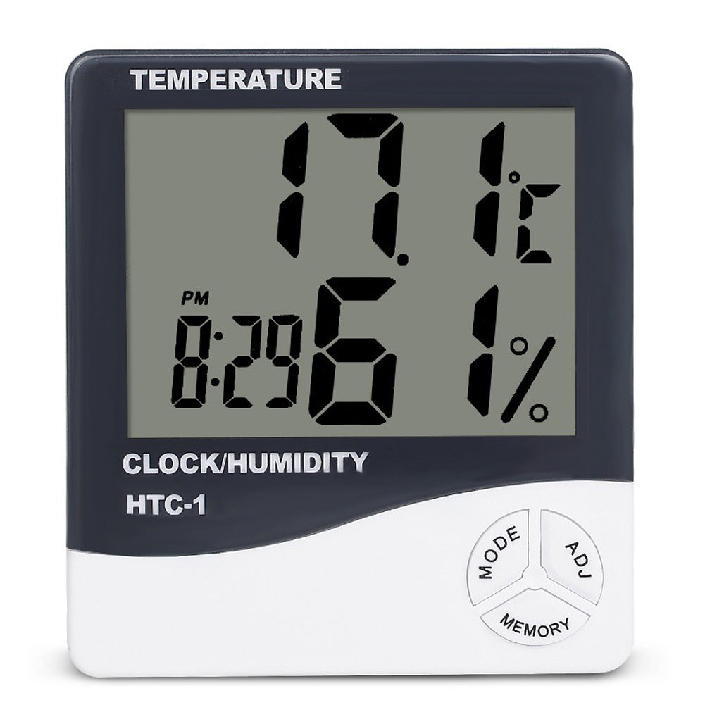HTC-1 Home Indoor Temperature Hygrometer Desktop Digital Large Screen Hygrothermograph Alarm Clock HTC-1 ZopiStyle