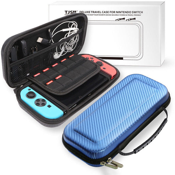 For Nintend Switch Portable Bag Carrying Pouch Shell Hard Carbon Fiber Travel Case blue ZopiStyle