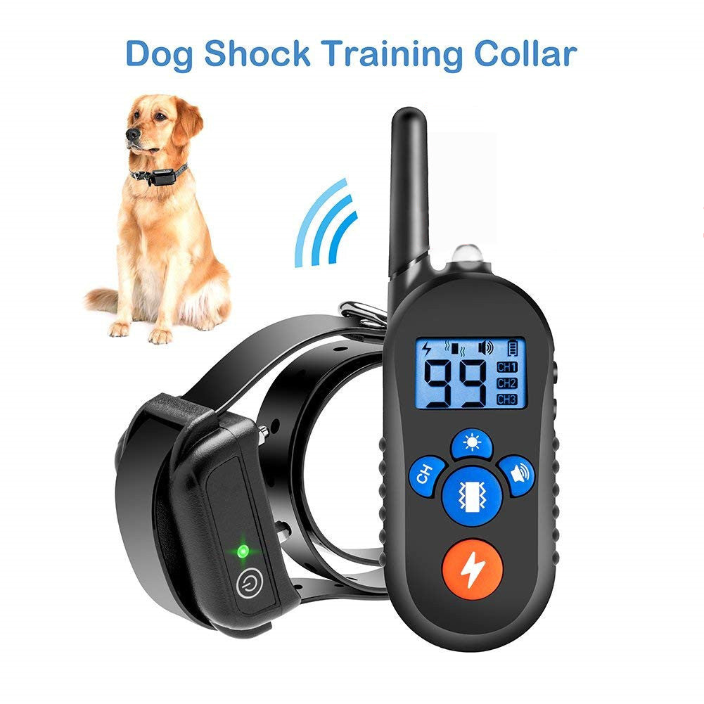 Black Waterproof Electric Shock Vibration Warning Pet Necklace with 800M RC Distance A drag_British regulatory ZopiStyle