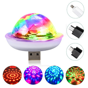 LED RGB Disco Stage Light DC 5V USB Magic Ball Light Sound Activated for Mobile Phone Party Family Decoration Huawei TYPE-C connector ZopiStyle