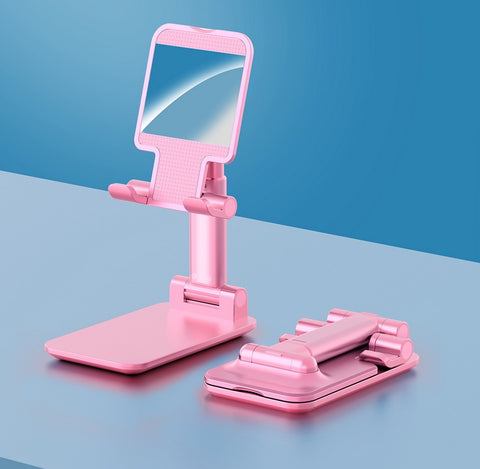Foldable Phone Stand Metal Cellphone Holder Adjustable Desk Bracket Smartphone Mount Universal for iOS/Android Moble Phone Pink ZopiStyle