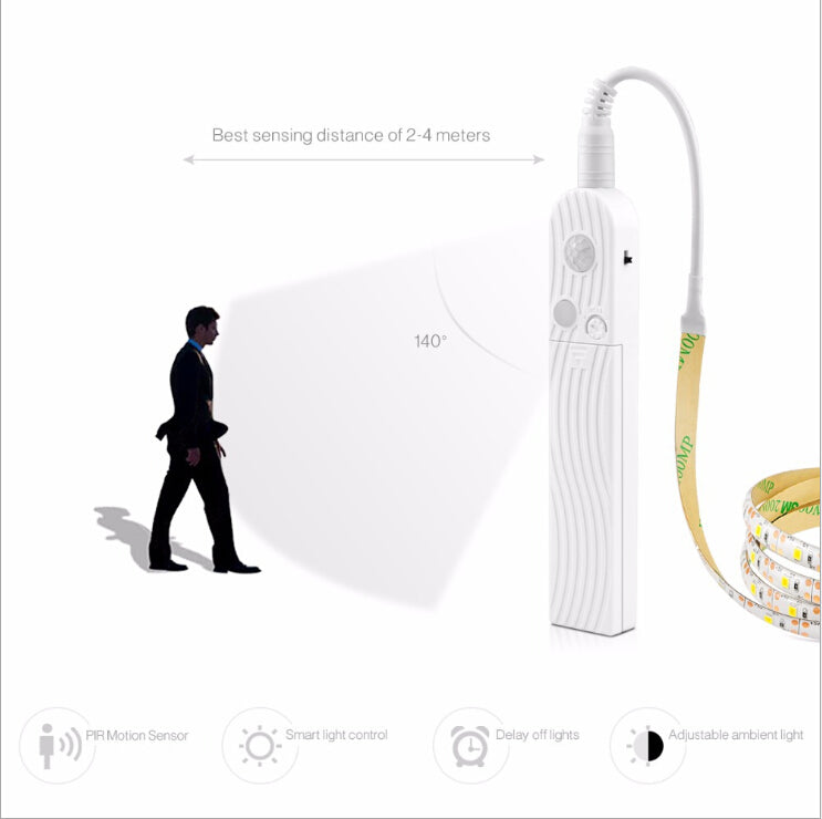 2M Motion Sensor LED String Light for Cabinet Stairs Hallway Under Bed Lighting white light ZopiStyle