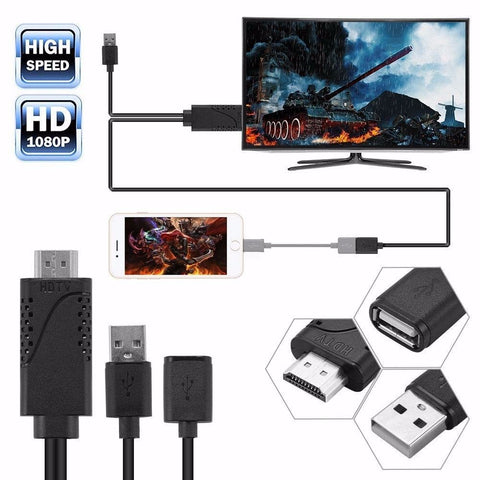 USB Female to HDMI Male HDTV Adapter Cable for iPhone8/ 7/ 7plus/ 6s/ 6 plus black ZopiStyle