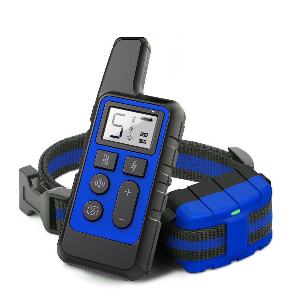 Dog Training Collar Electric Shock Vibration Sound Anti-Bark Remote Electronic Collars Waterproof Pet Supplies blue ZopiStyle