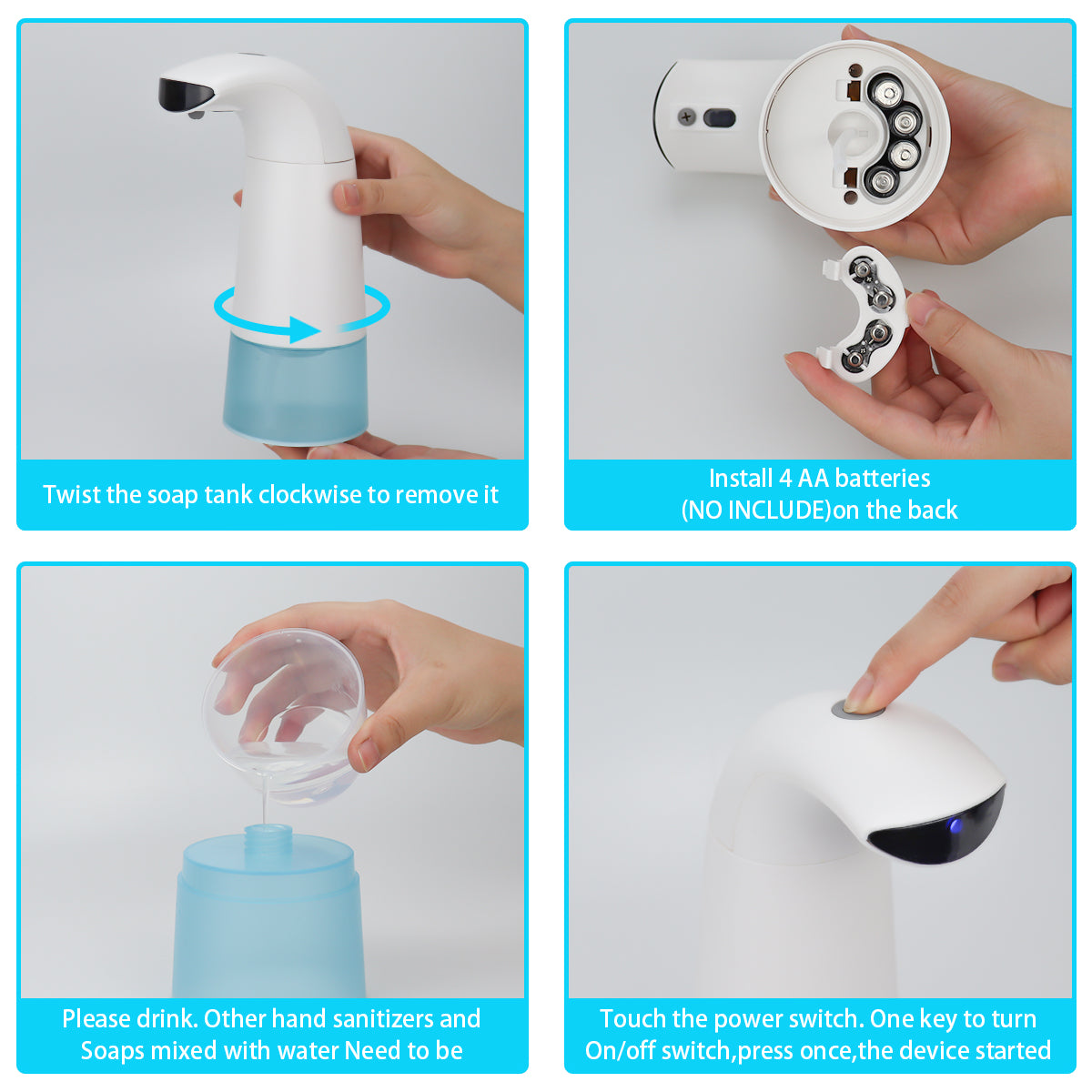 Automatic Touchless Foam Soap Dispenser Sensor Liquid Dispenser for Kids Adults Kitchen  white ZopiStyle