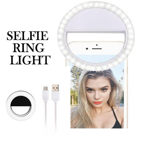 Led Selfie Ring  Light Portable Rechargeable Fill-in Flash Led Light 3 Light Settings 36 Led Beads For Video Makeup Photography RK12 black rechargeable ZopiStyle