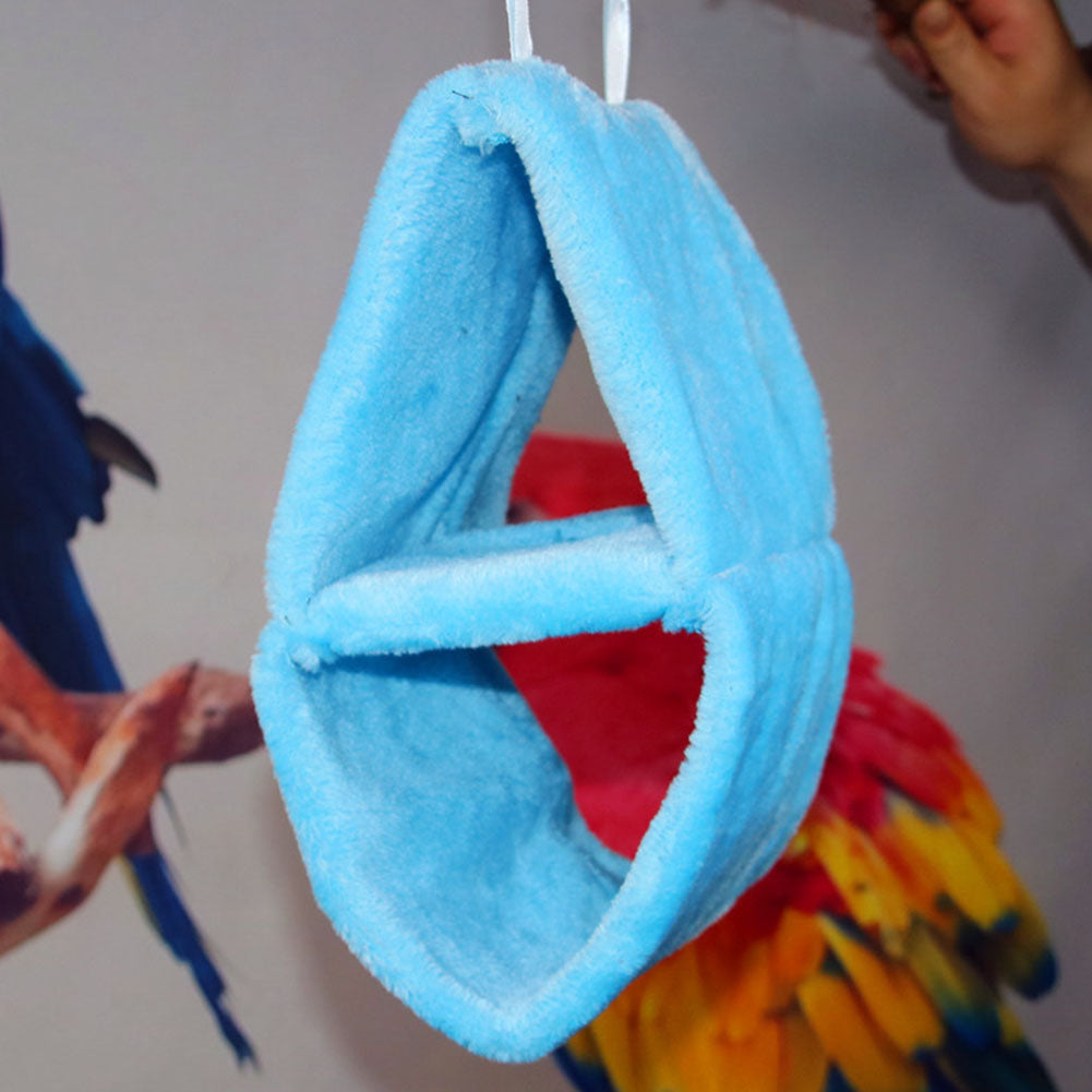 Double Layer Plush Nest Parrot Bird Hammock with Hanging Hook for Pet blue_18*12*26 ZopiStyle