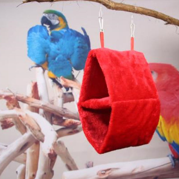 Double Layer Plush Nest Parrot Bird Hammock with Hanging Hook for Pet bright red_18*12*26 ZopiStyle