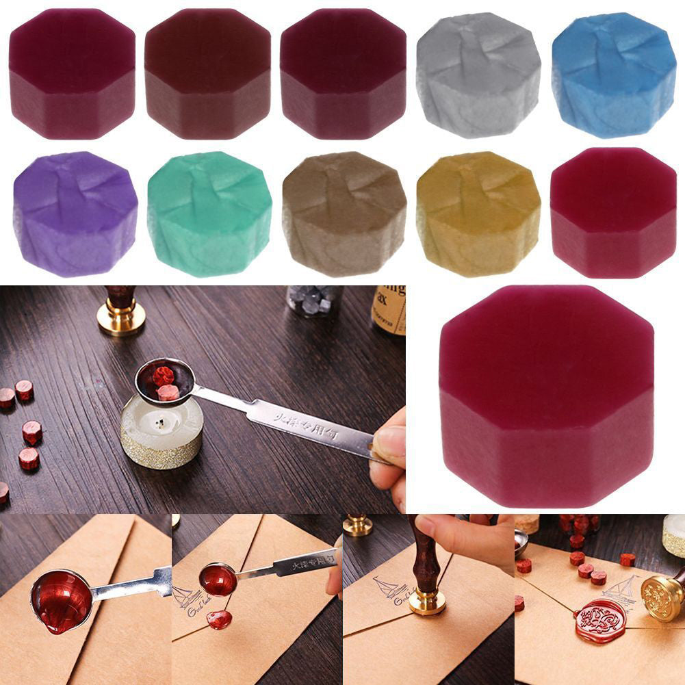 Octagon Sealing Wax Beads for Retro Seal Stamp Wedding Envelope Invitation Card Red gold ZopiStyle