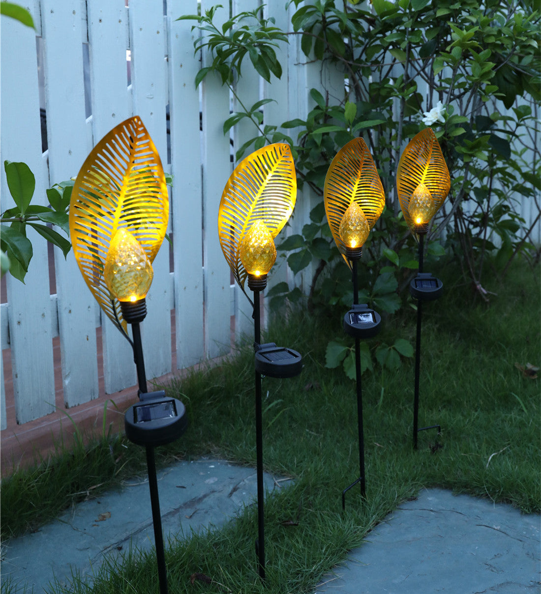 LED Solar Powered Waterproof Light Leaf Shape Outdoor Garden Decor Landscape Lawn Lamp warm light_Solar Leaf ZopiStyle