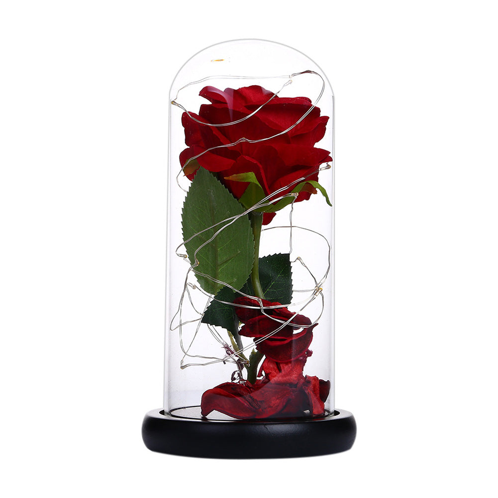 Rose LED Light Night Lamp Glass Dome Wedding Party Ornaments Valentine's Day Gift large ZopiStyle