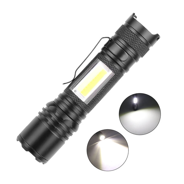 LED XHP50+COB Built in Battery Zoom FocusUSB Rechargeable Light black_Model 1505 ZopiStyle