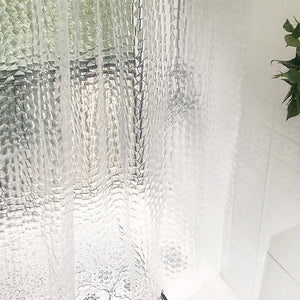 3D 100% EVA Waterproof/Water-Repellent Shower Liner/Curtain: Odorless, Mildew Resistant, Non Toxic, No Chemical Smell & Antibacterial with Hooks Eco Friendly 71 * 71in Long - Clear ZopiStyle