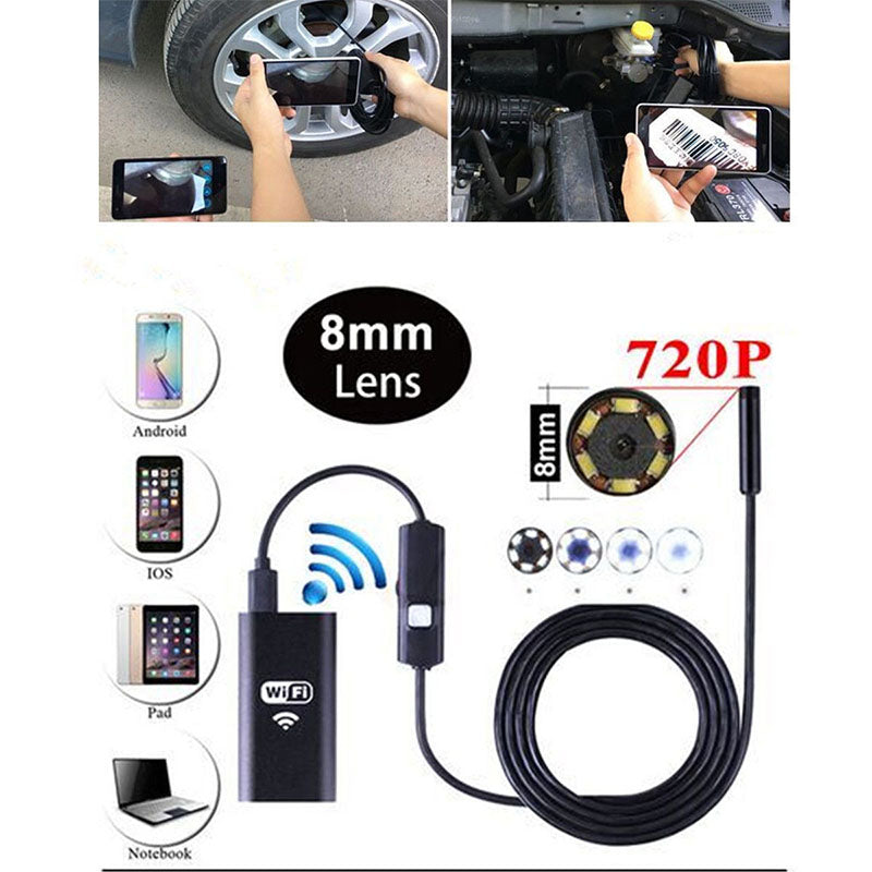 8 LEDs WIFI Endoscope Waterproof Borescope Inspection Camera for Android iPhone ZopiStyle