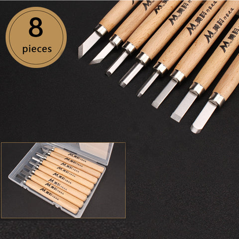 1 Set Wood Carving Chisels Knife Basic Cut Detailed Woodworking Gouges DIY Hand Tools 8 Pcs/box ZopiStyle