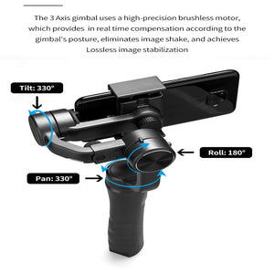 3-axis Gimbal Handheld Stabilizer Cellphone Action Camera Holder Anti Shake Video Record Mobile Phone Sports Camera Stabilizer F6 black ZopiStyle