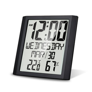 Multifunctional Alarm Clock Digital Large Screen Display Electronic Clock with Temperature and Humidity Meter black_TS-8608 ZopiStyle