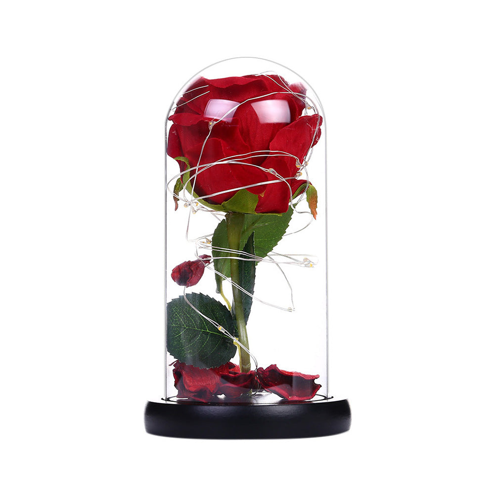 Rose LED Light Night Lamp Glass Dome Wedding Party Ornaments Valentine's Day Gift small ZopiStyle