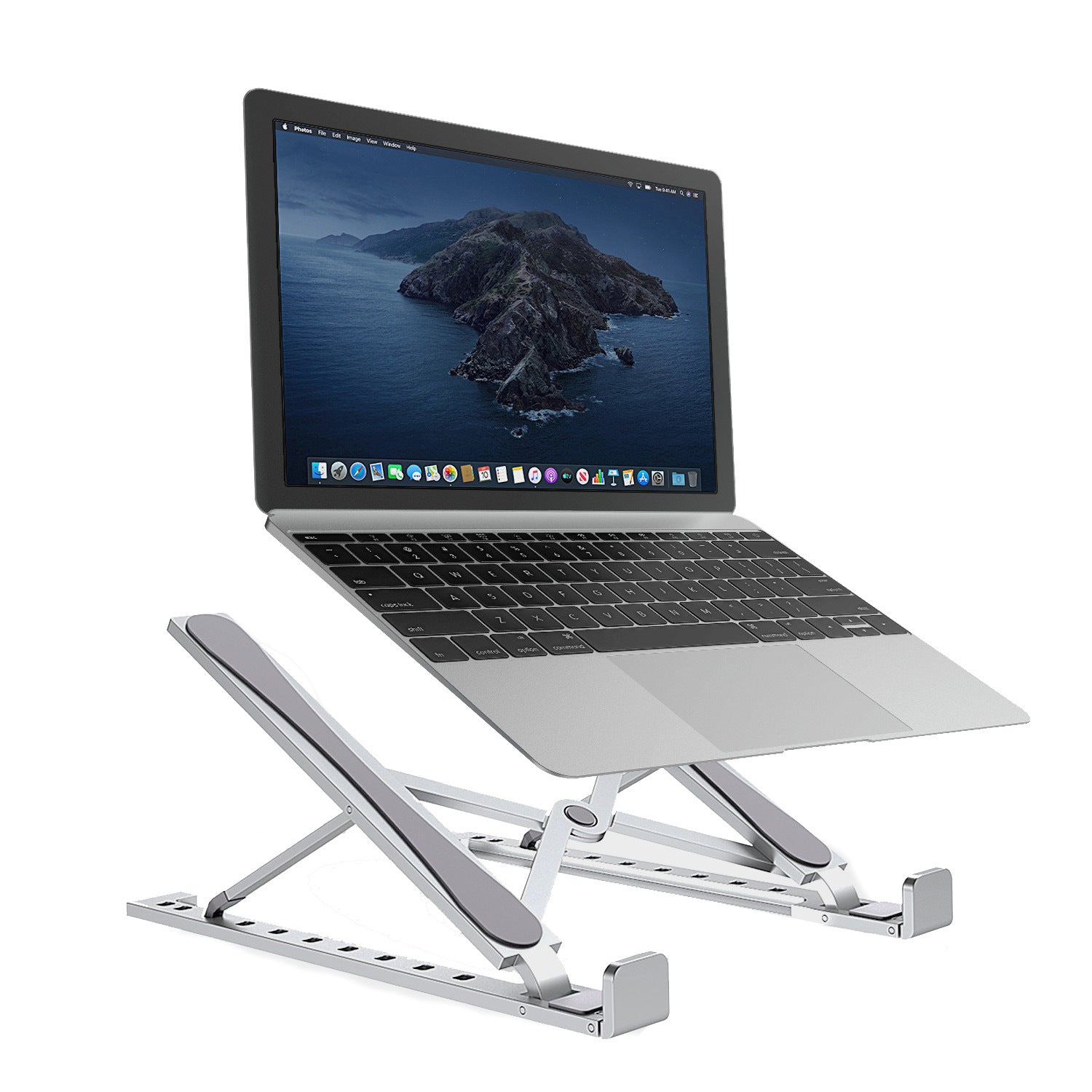Aluminum Alloy Stand Adjustable Foldable Portable Bracket Non-slip Cooling Holder for Laptop Notebook MacBook Computer Lifting  Silver ZopiStyle