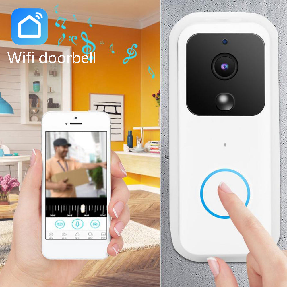B60 Intelligent WiFi Wireless Doorbell 1080P Wireless HD Video Night Infrared Security Intelligent Protection white ZopiStyle
