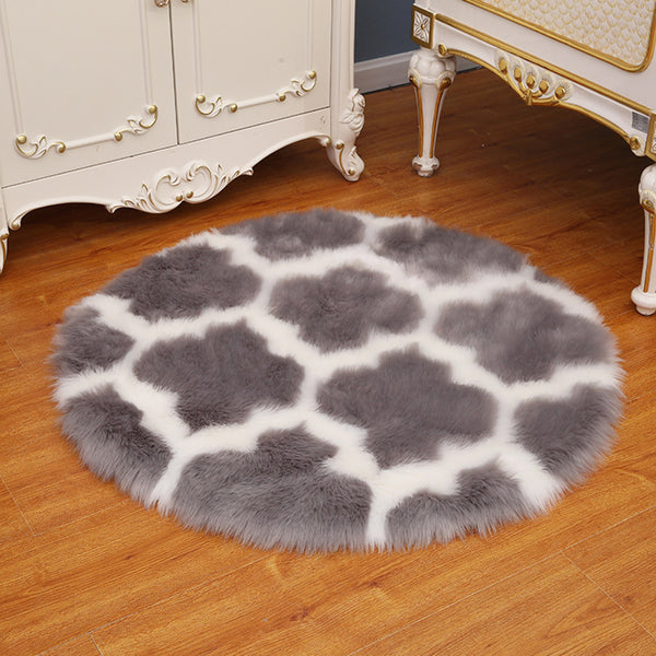 Fuzzy Rug Area  Rug Round Floor Mat Carpet For Bedroom Living Room Home Decor Black lantern with white edge_60cm in diameter ZopiStyle