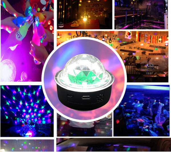 Mini RGB Light USB Rechargable Voice Activated Rotating Car Disco Stage Party Magic Lamp charging ZopiStyle